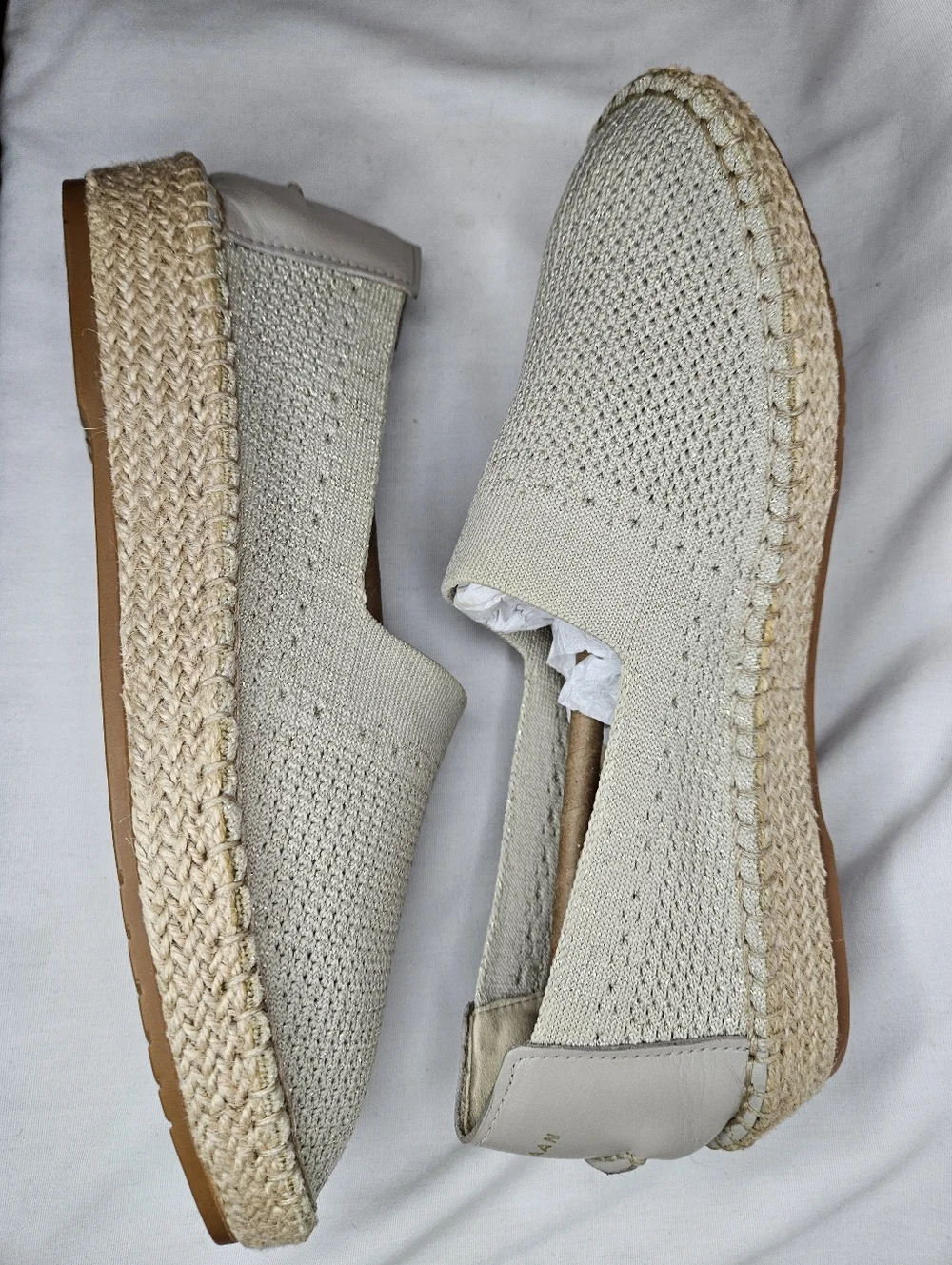 Cole Haan Cloud Feel Stretch Knit Espadrille Hawthorn Gold NWT Foam Comfy Slipon